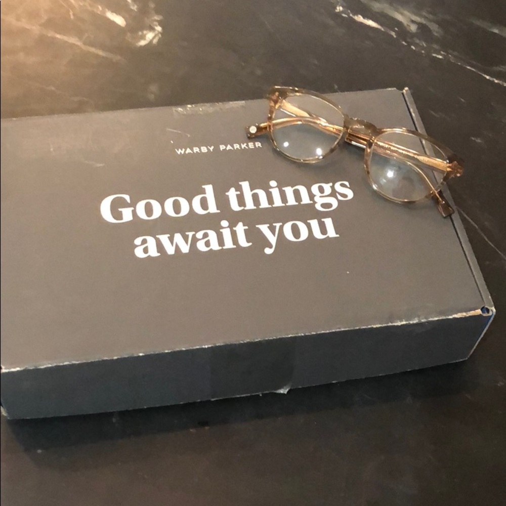 Nonprescription brown Warby Parker glasses